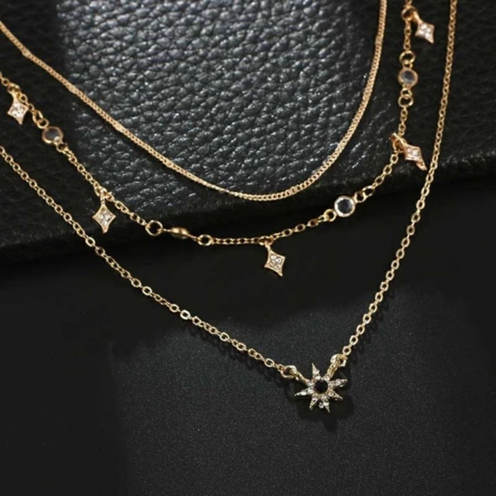 NWT layered necklace zinc allow rhinestone